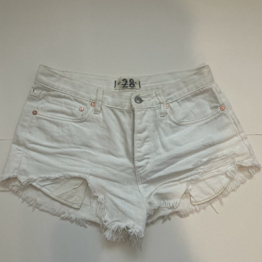 Free People White Jean Shorts